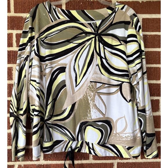 Weekends by Chico’s Colorful Long Sleeve Knit Top with Tie at Hem Size 3 (XL) - Picture 1 of 3